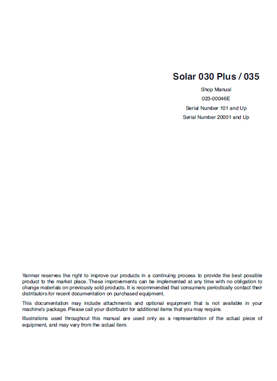 Daewoo Solar S030 Plus and S035 Excavator Service Manual Workshop Guide