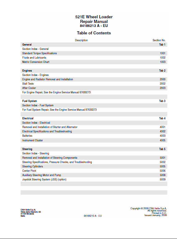 Case 521E Loader Service Manual Workshop Guide