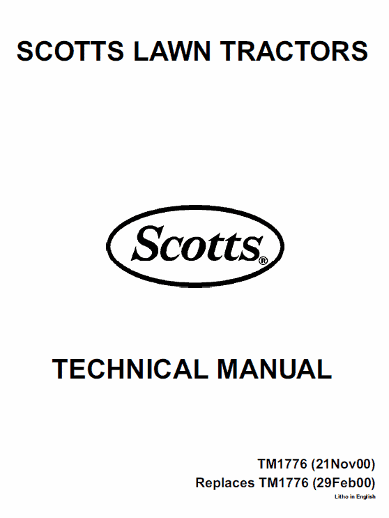 John Deere S1642, S1742, S2046, S2546 Scotts Tractor Technical Manual (TM1776) Workshop Guide