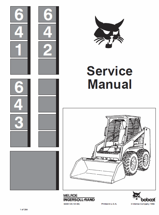 Bobcat 641, 642 and 643 Skid-Steer Loader Service Manual Workshop Guide