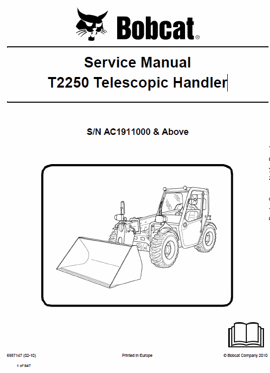 Bobcat T2250 Telescopic Handler Service Repair Manual Workshop Guide