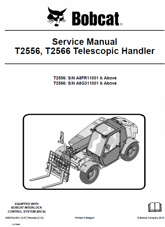 Bobcat T2556 and T2566 Telescopic Handler Service Manual Workshop Guide