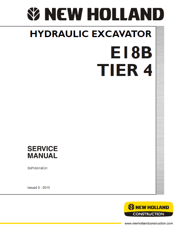New Holland E18B Tier 4 Hydraulic Excavator Service Manual Workshop Guide