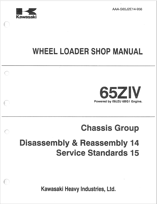 Kawasaki 65ZIV Wheel Loader Repair Service Manual