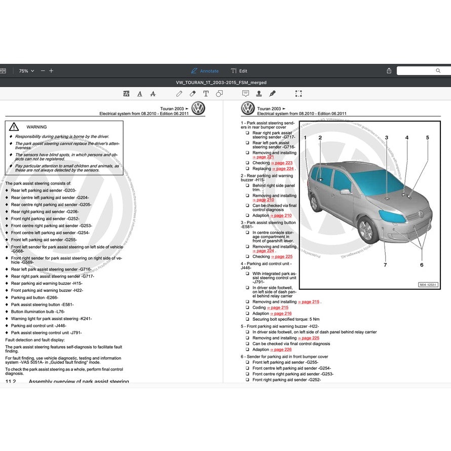 VW TOURAN I 1T 2003-2015 Full Manual Set – Repair & Maintenance Manual