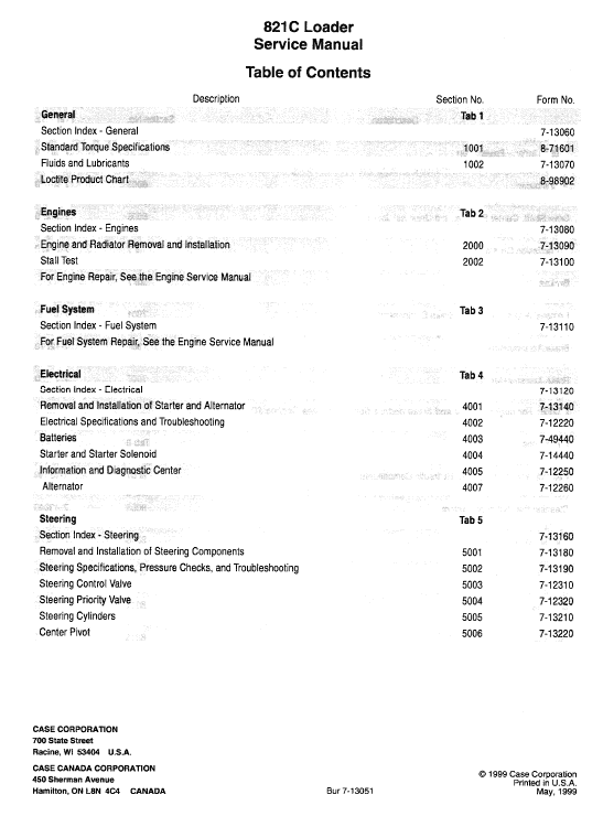 Case 821C Loader Service Manual Workshop Guide