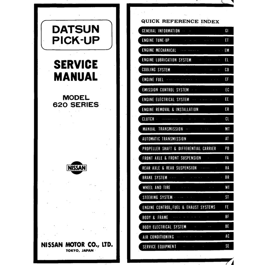 DATSUN PICKUP 620 1972-1979 Full Manual Set – Repair & Maintenance Manual