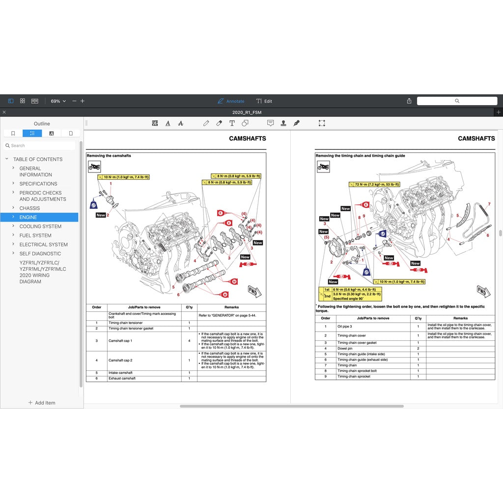 YAMAHA YZF-R1/M 2020-2023 Full Manual Set – Repair & Maintenance Manual and User Handbook