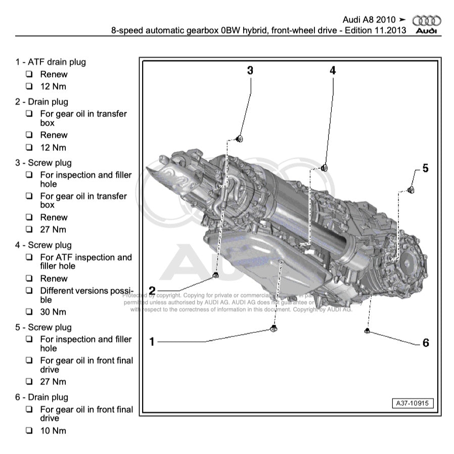 AUDI A8 S8/D4/H4 2010-2017 Full Manual Set – Repair & Maintenance Manual
