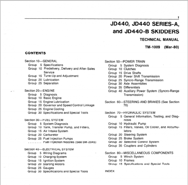 John Deere 440, 440A, 440B Skidder Technical Manual (TM1009) Workshop Guide