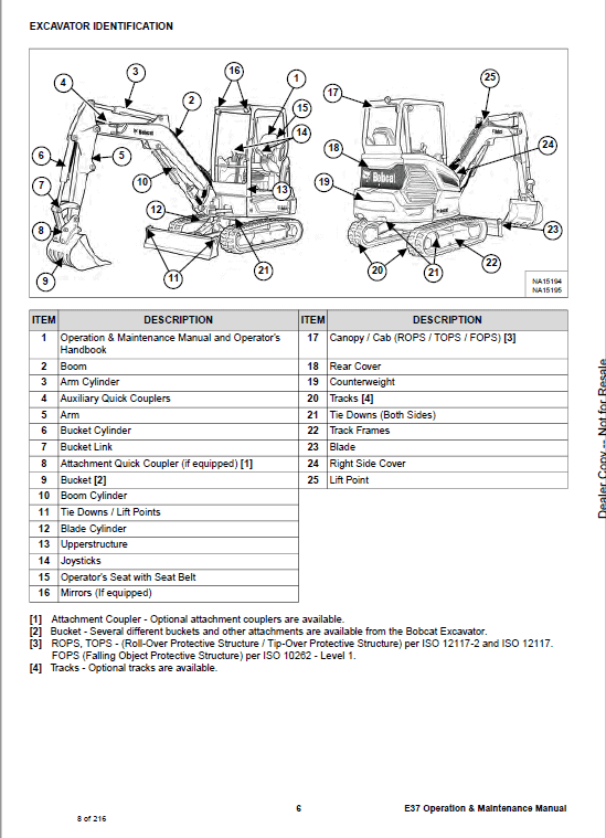 Bobcat E37 Excavator Repair Service Manual