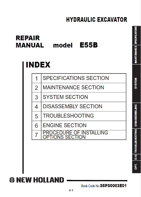 New Holland E55B Tier 4 Crawler Excavator Service Manual Workshop Guide