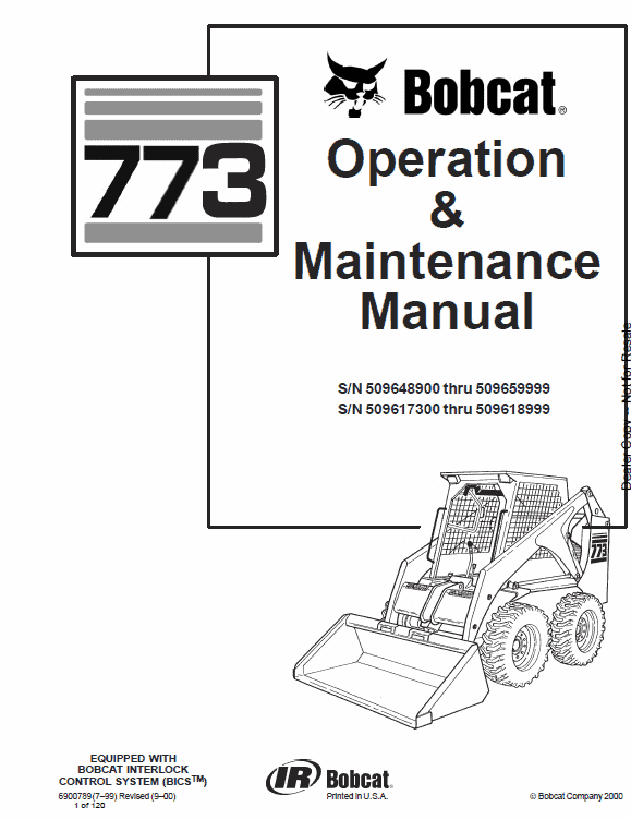 Bobcat 773 Skid-Steer Loader Service Manual Workshop Guide
