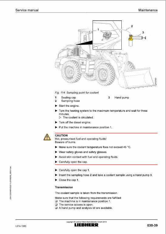 Liebherr L514 Type 1583 Wheel Loader Service Manual