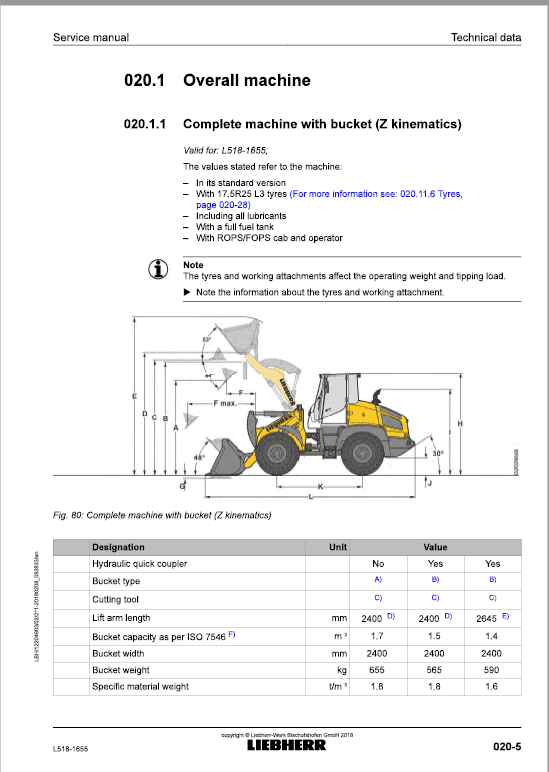 Liebherr L518 Type 1655 Wheel Loader Service Manual