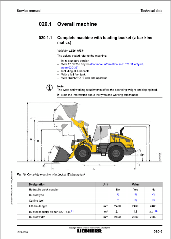 Liebherr L526 Type 1558 Wheel Loader Service Manual