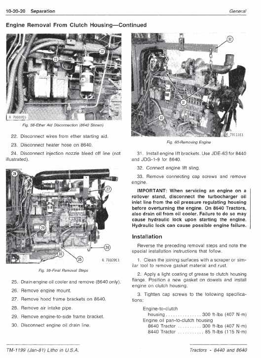 John Deere 8440, 8460 Tractor Repair Technical Manual (TM1199) Workshop Guide