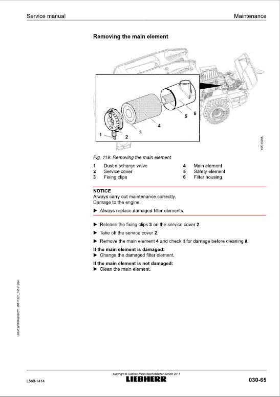 Liebherr L580 Type 1414 Wheel Loader Service Manual