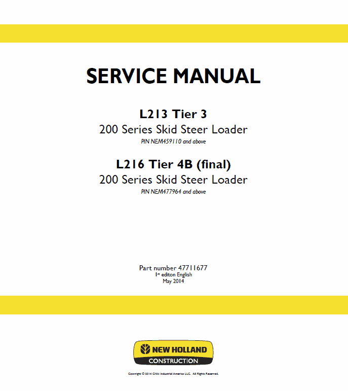 New Holland L213, L215, L216 SkidSteer Loader Service Manual Workshop Guide