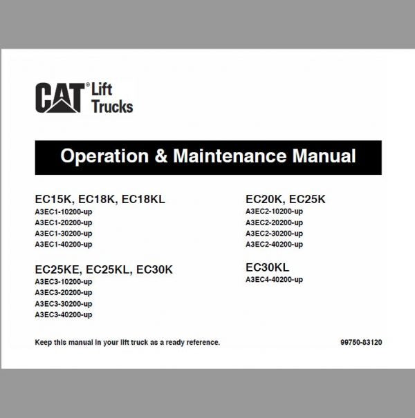 CAT EC25K, EC25KE, EC25KL, EC30K, EC30KL Forklift Lift Truck Service Manual