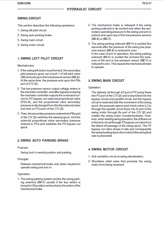 New Holland E265 and E305 Tier 3 Excavator Service Manual Workshop Guide