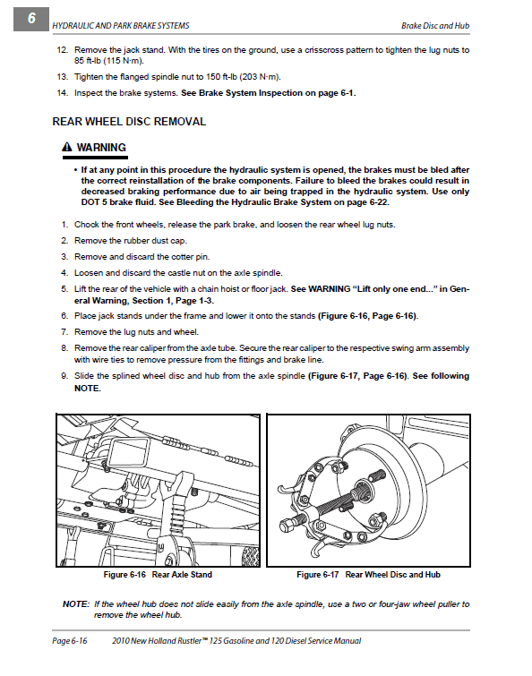 New Holland 120, 125 Rustler Service Manual Workshop Guide