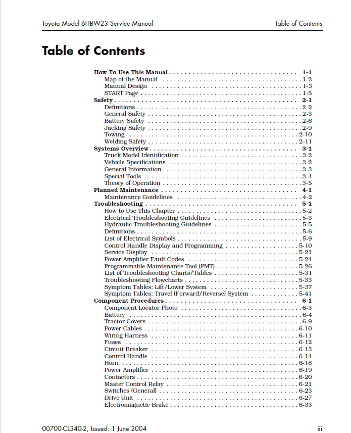 Toyota 6HBW23 Powered Pallet Walkie Service Repair Manual