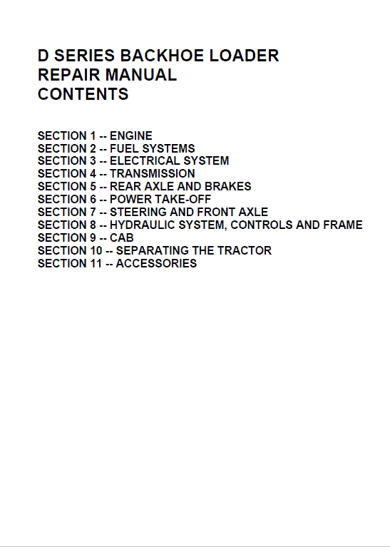 Ford 455D, 555D, 575D, 655D, 675D Backhoe Loader Service Manual Workshop Guide