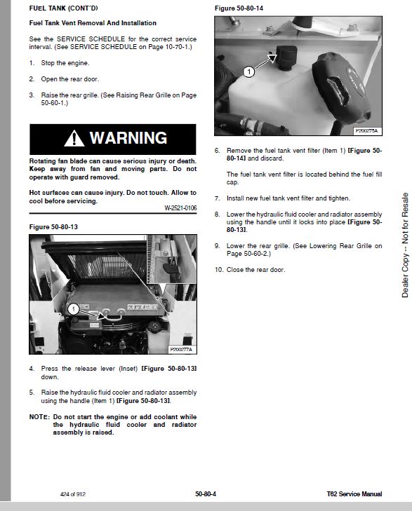 Bobcat T62 Compact Track Loader Service Repair Manual
