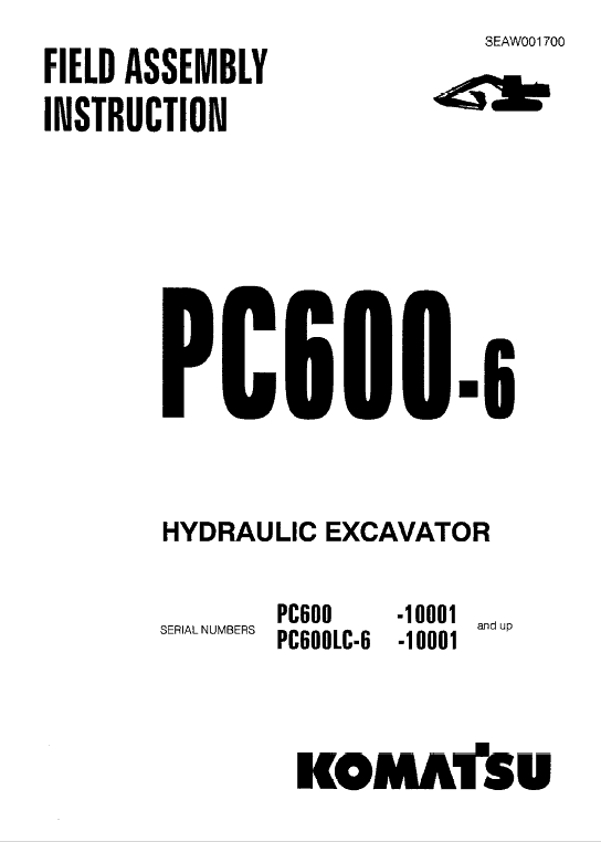 Komatsu PC600-6, PC600LC-6 Excavator Service Manual Workshop Guide