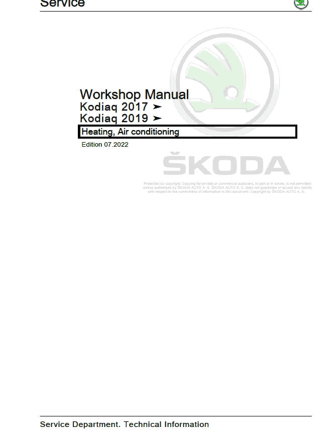 SKODA KODIAQ (NS) Repair Service Manual