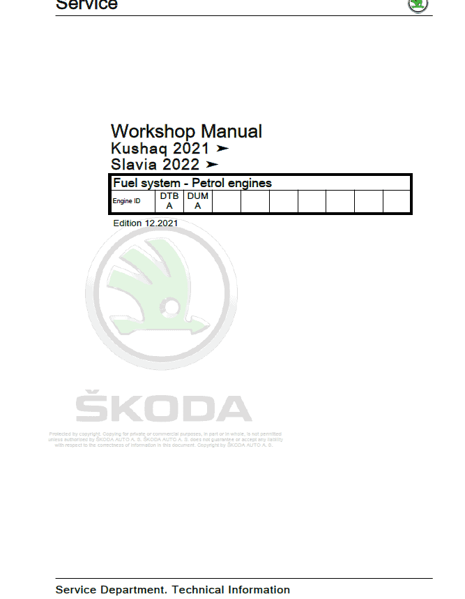 SKODA KUSHAQ (PA) Repair Service Manual