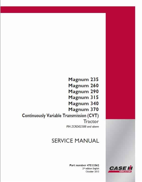 Case 235, 260, 290, 315, 340, 370 Magnum Tractor Service Manual