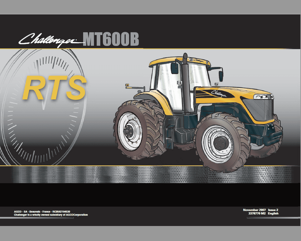 Challenger MT635B, MT645B, MT655B, MT665B Tractor Workshop Manual Workshop Guide