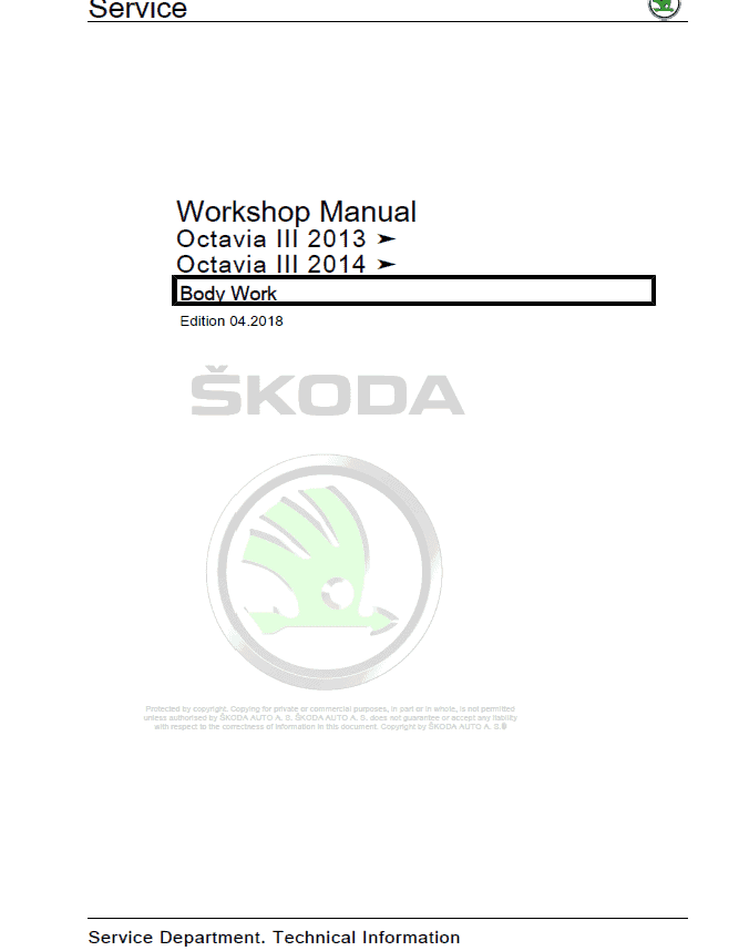 SKODA OCTAVIA III (5E, NL, NR) Repair Service Manual