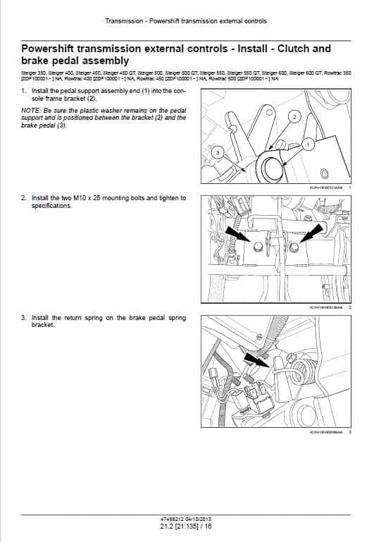 Case 350, 400, 450 Rowtrac Tractor Service Manual Workshop Guide