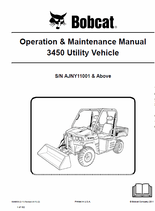 Bobcat 3450 Utility Vehicle Service Repair Manual Workshop Guide