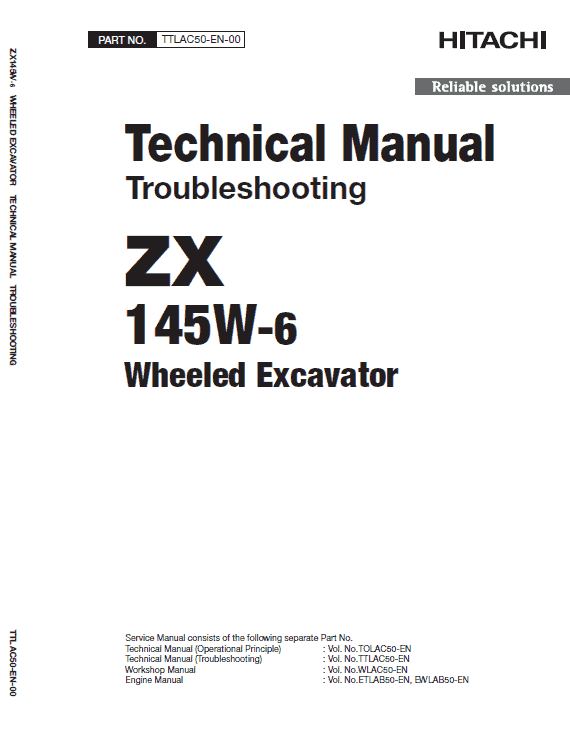 Hitachi ZX145W-6 Excavator Service Repair Manual Workshop Guide