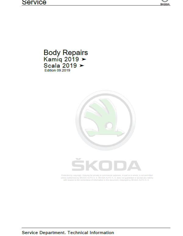 SKODA SCALA (NW, NW1) Repair Service Manual