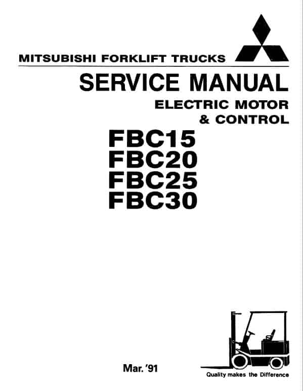 Mitsubishi FBC15, FBC20, FBC25, FBC20 Forklift Lift Truck Service Manual