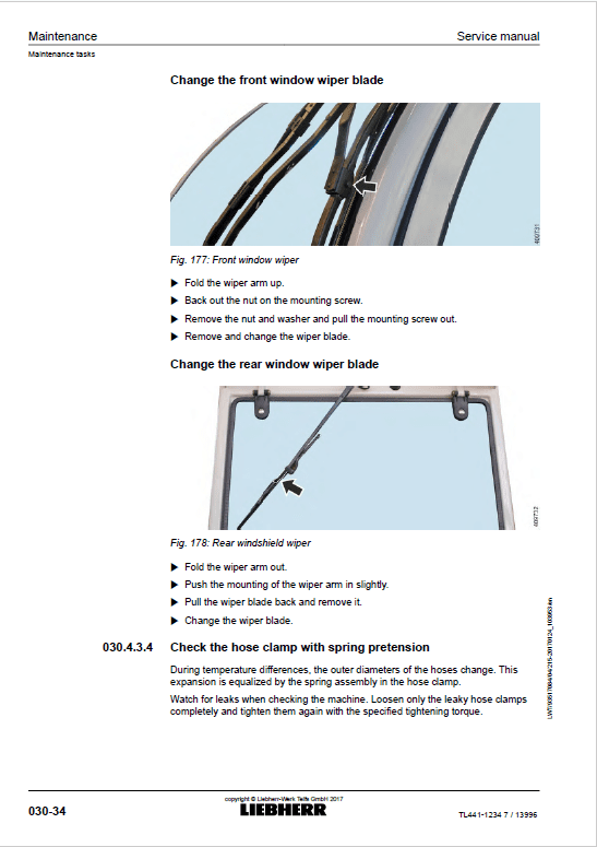 Liebherr TL441 Type 1234 Telescopic Handler Service Manual