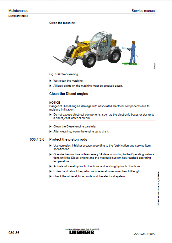Liebherr TL436 Type 1620 Telescopic Handler Service Manual