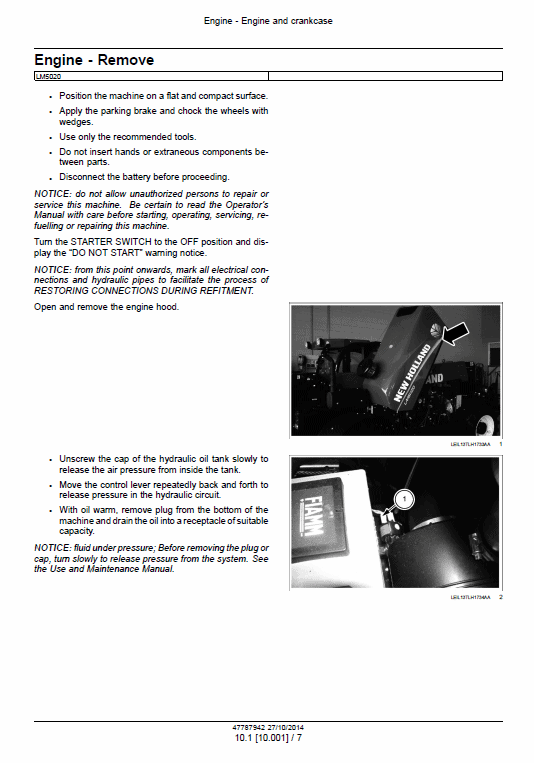 New Holland LM5020, LM5030 Tier 3 Telescopic Handler Service Manual Workshop Guide