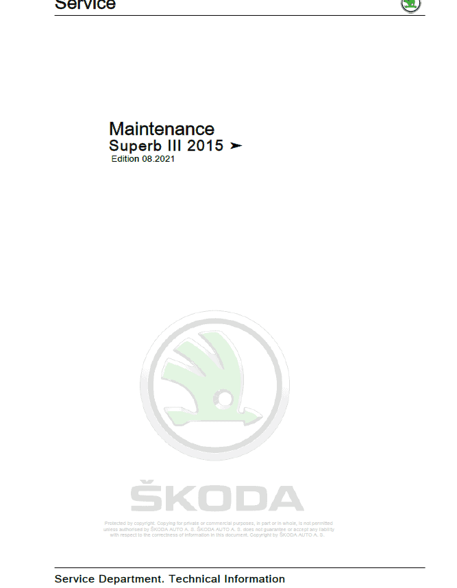 SKODA SUPERB III (3V) Repair Service Manual