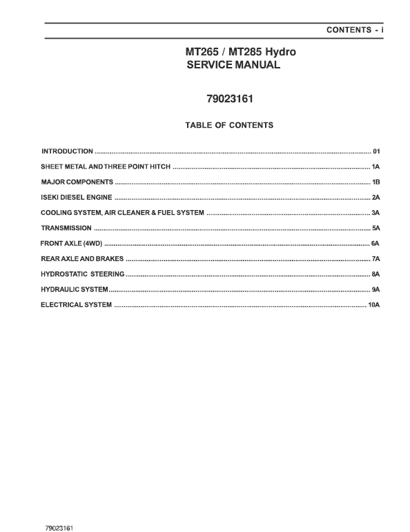 Challenger MT265, MT285 Tractor Service Manual Workshop Guide