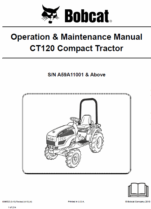Bobcat CT120 Compact Tractor Service Manual Workshop Guide