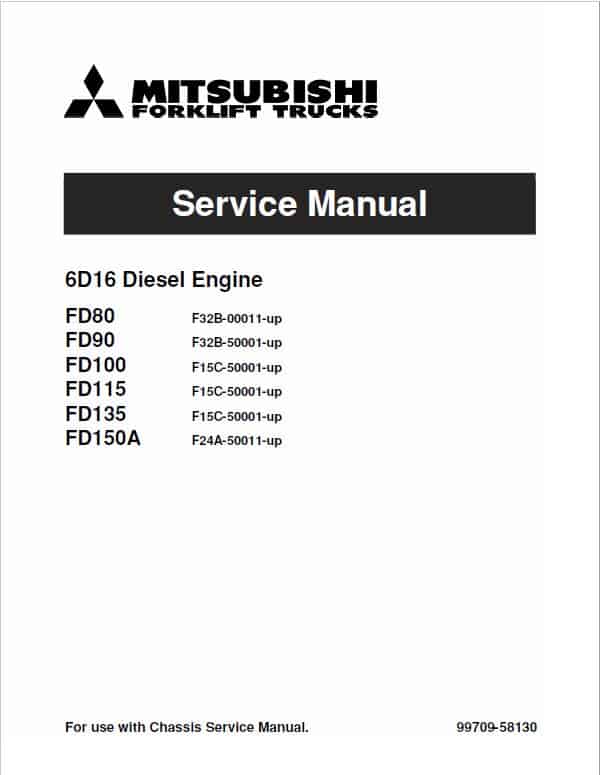 Mitsubishi FD100, FD115, FD135, FD150A Forklift Service Manual