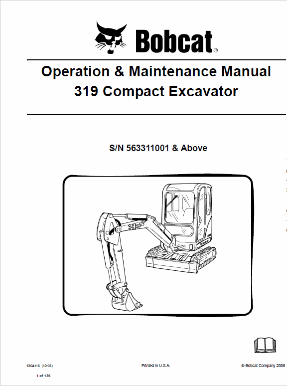 Bobcat 319 Compact Excavator Service Manual Workshop Guide
