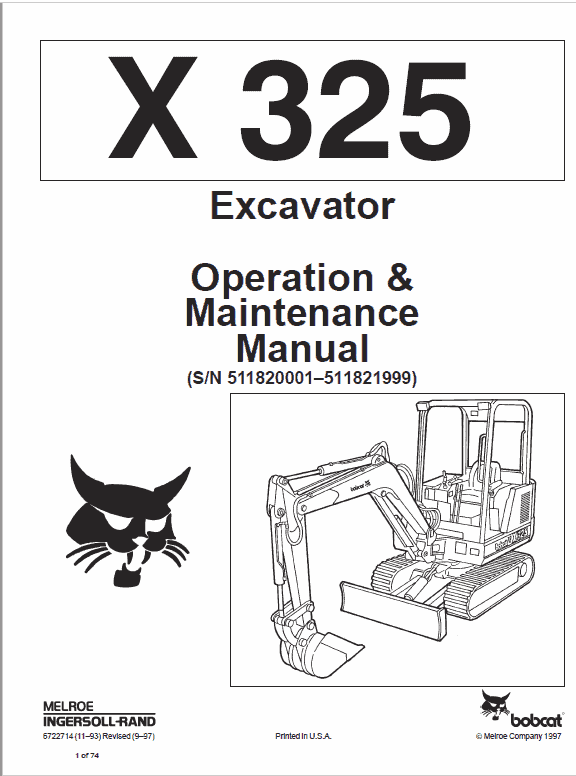 Bobcat X325 and X328 Excavator Service Manual Workshop Guide
