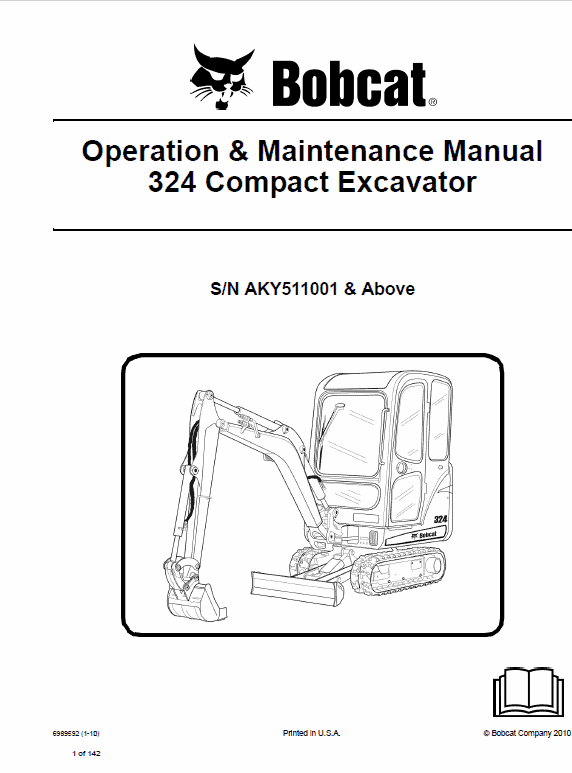 Bobcat 324 Compact Excavator Service Manual Workshop Guide